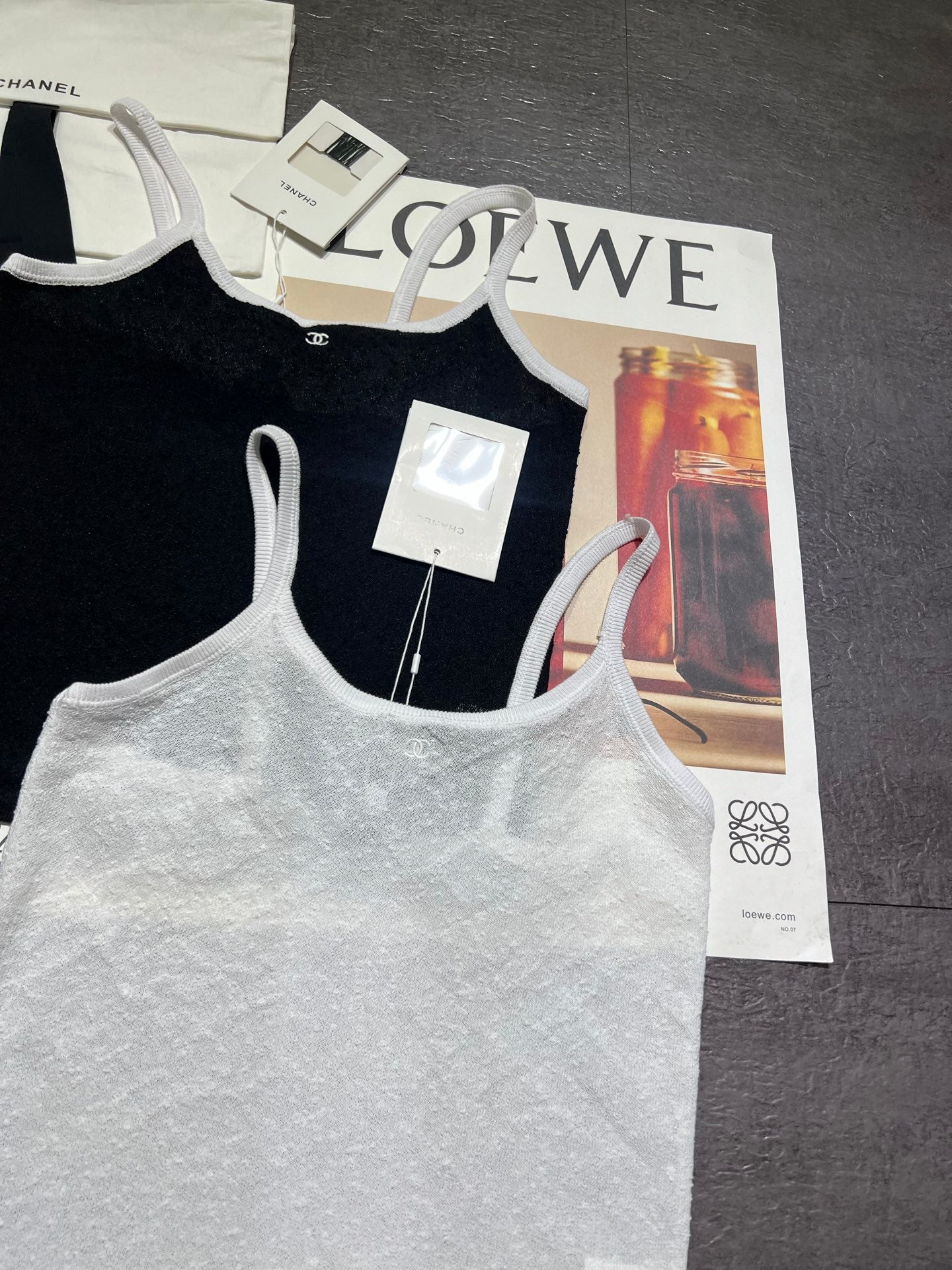 Chanel 2026 Camisole Black and White Cotton Linen
