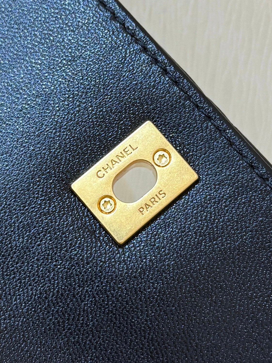 Chanel 2025 Block Flap Bag 20cm Black Beige Lambskin Suede 343043