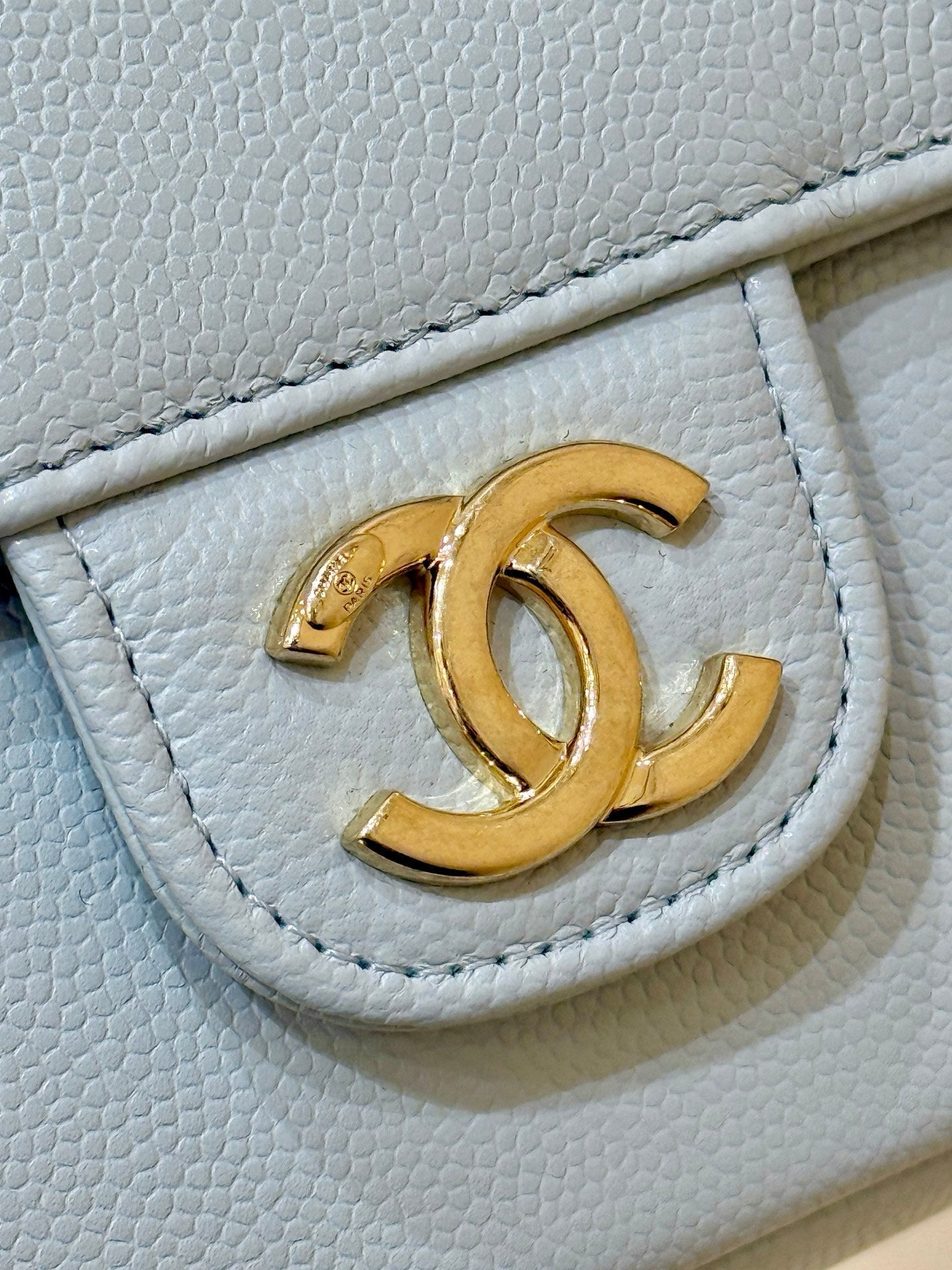 Chanel 26 Shoulder Bag 17 Light Blue Caviar Leather 349528