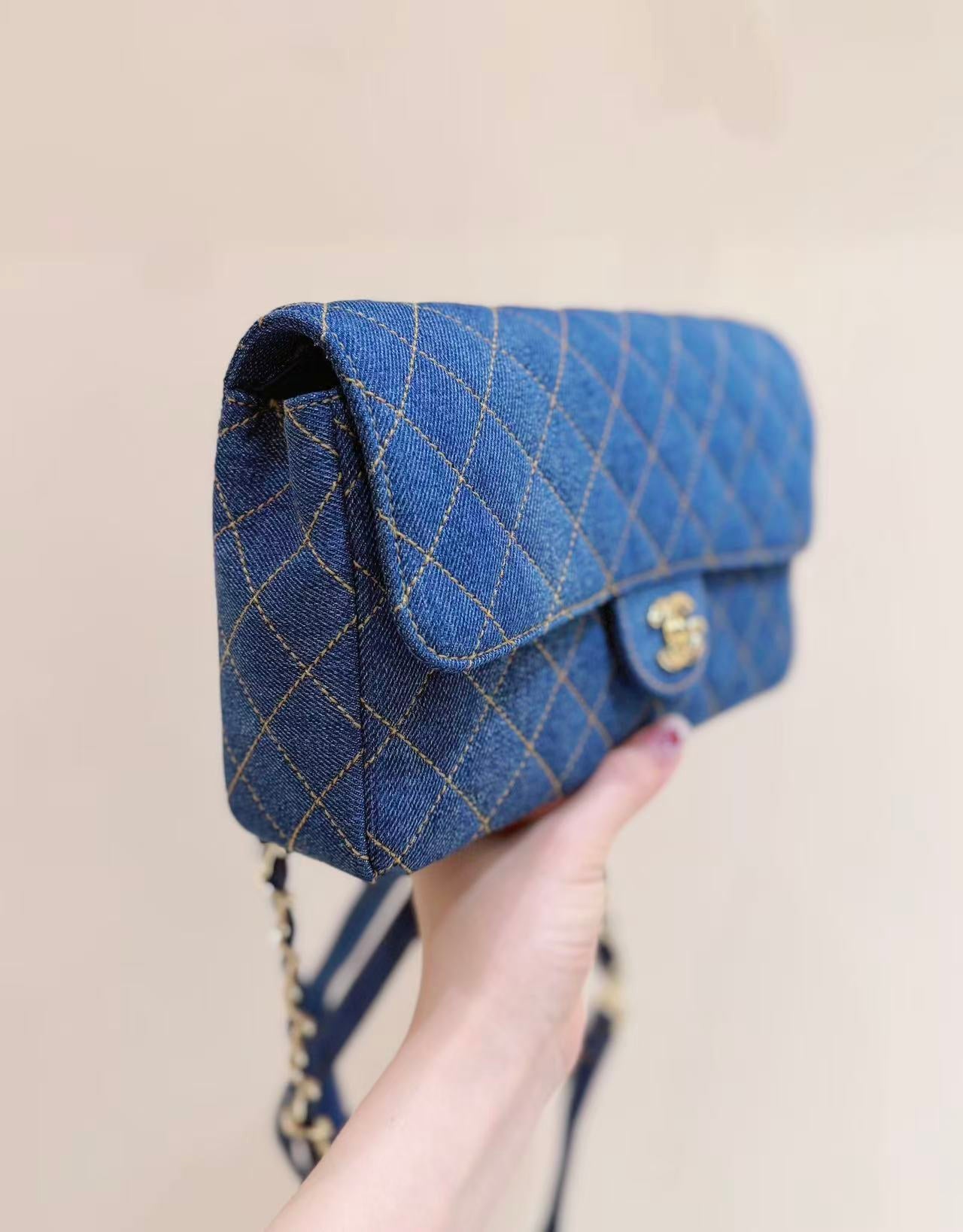 Chanel 2026 Backpack 26cm Blue Denim Leather 351418