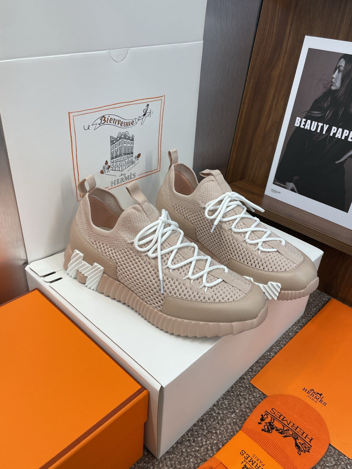 HM 25 Lift Sneaker Pink Nude Mesh Sheepskin 373034