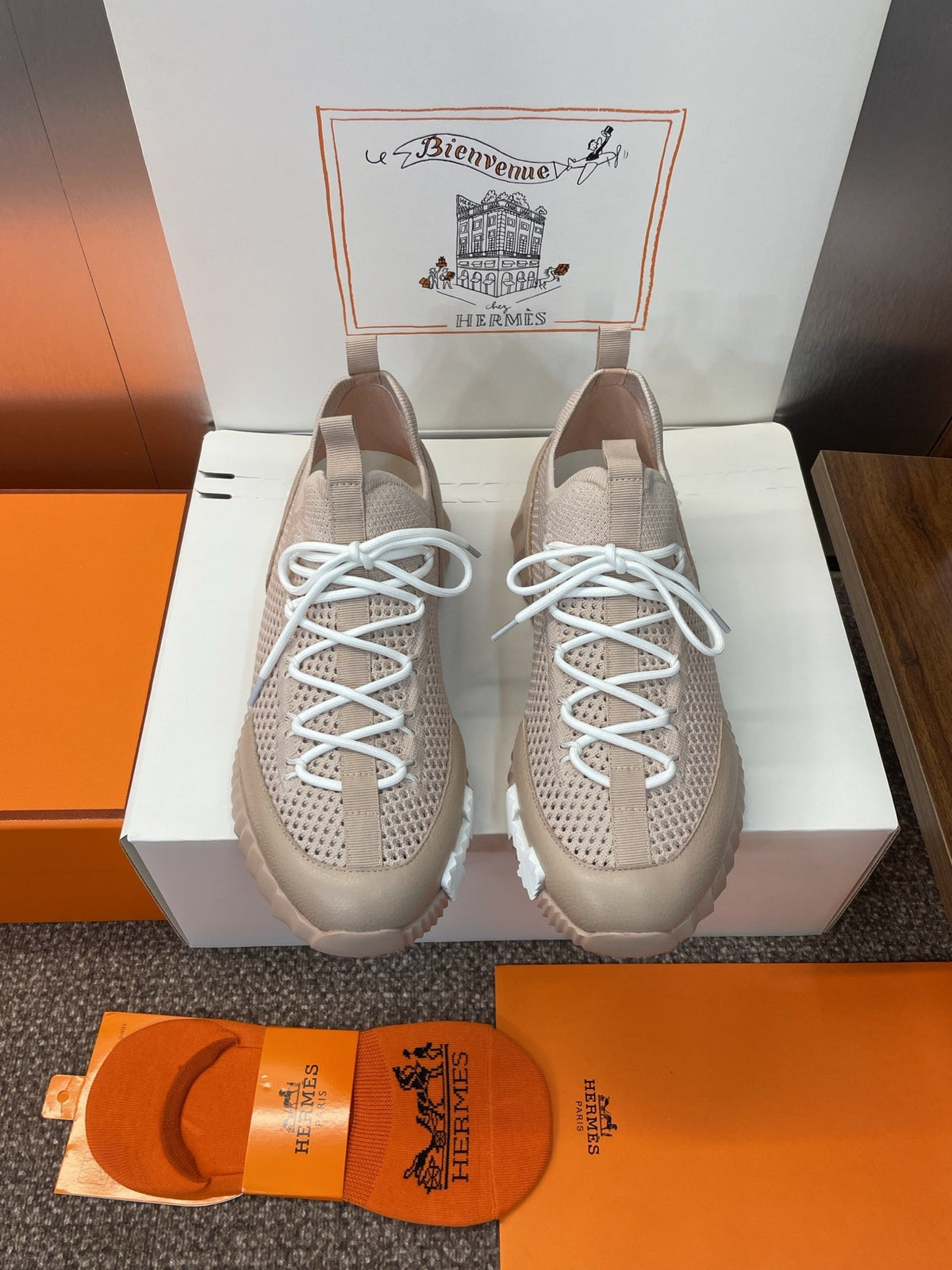 HM 25 Lift Sneaker Pink Nude Mesh Sheepskin 373034