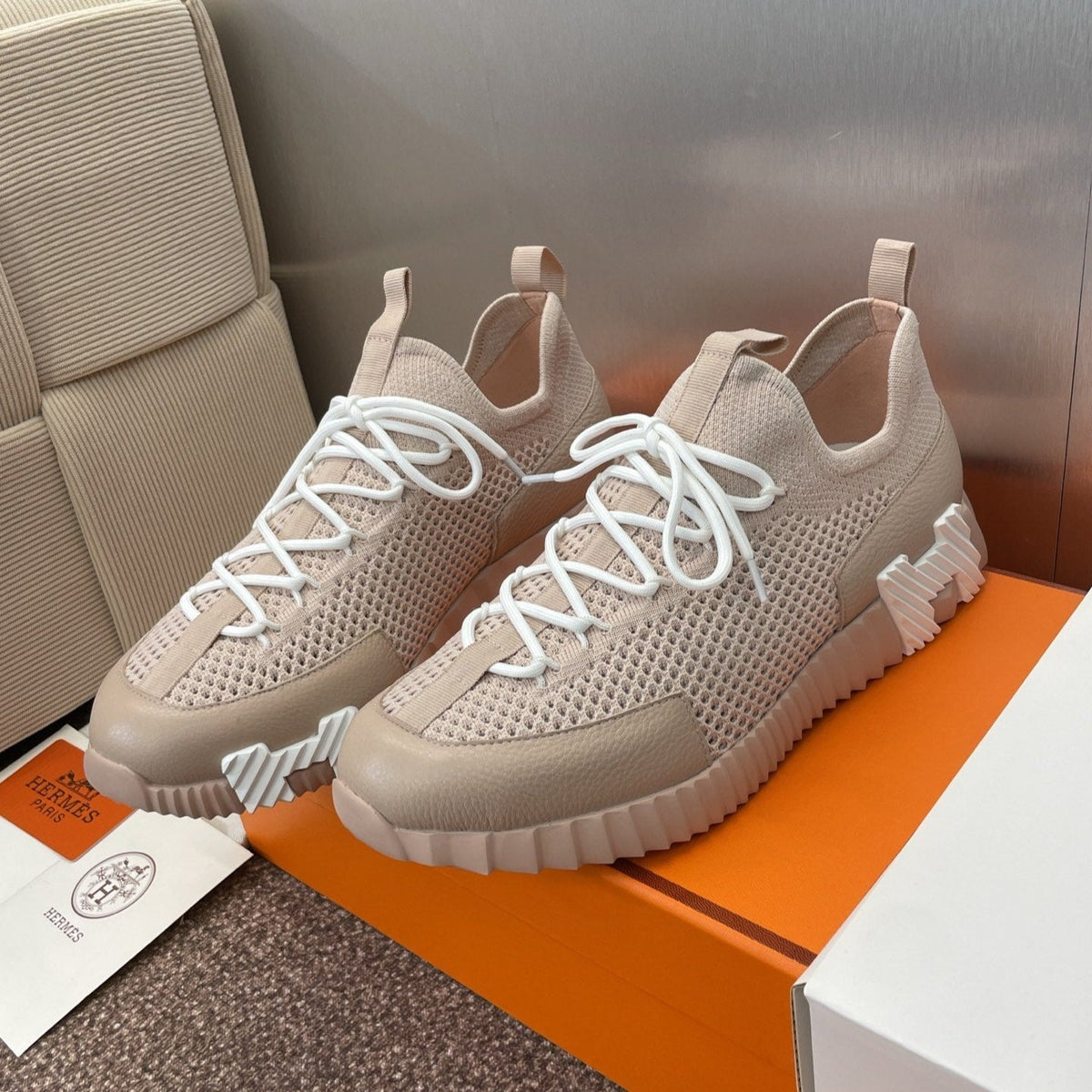 HM 25 Lift Sneaker Pink Nude Mesh Sheepskin 373034