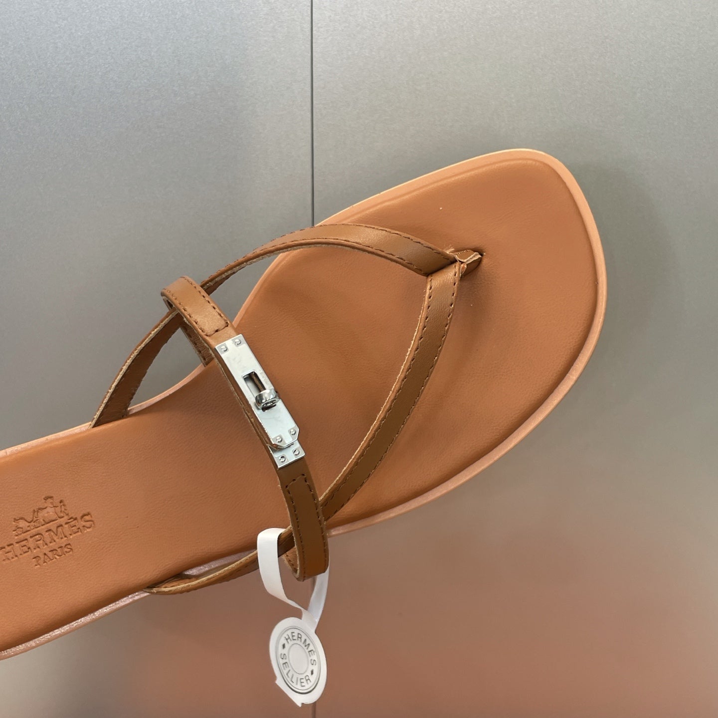 Hermes 2026 Miss Sandal Brown Leather Silver Buckle