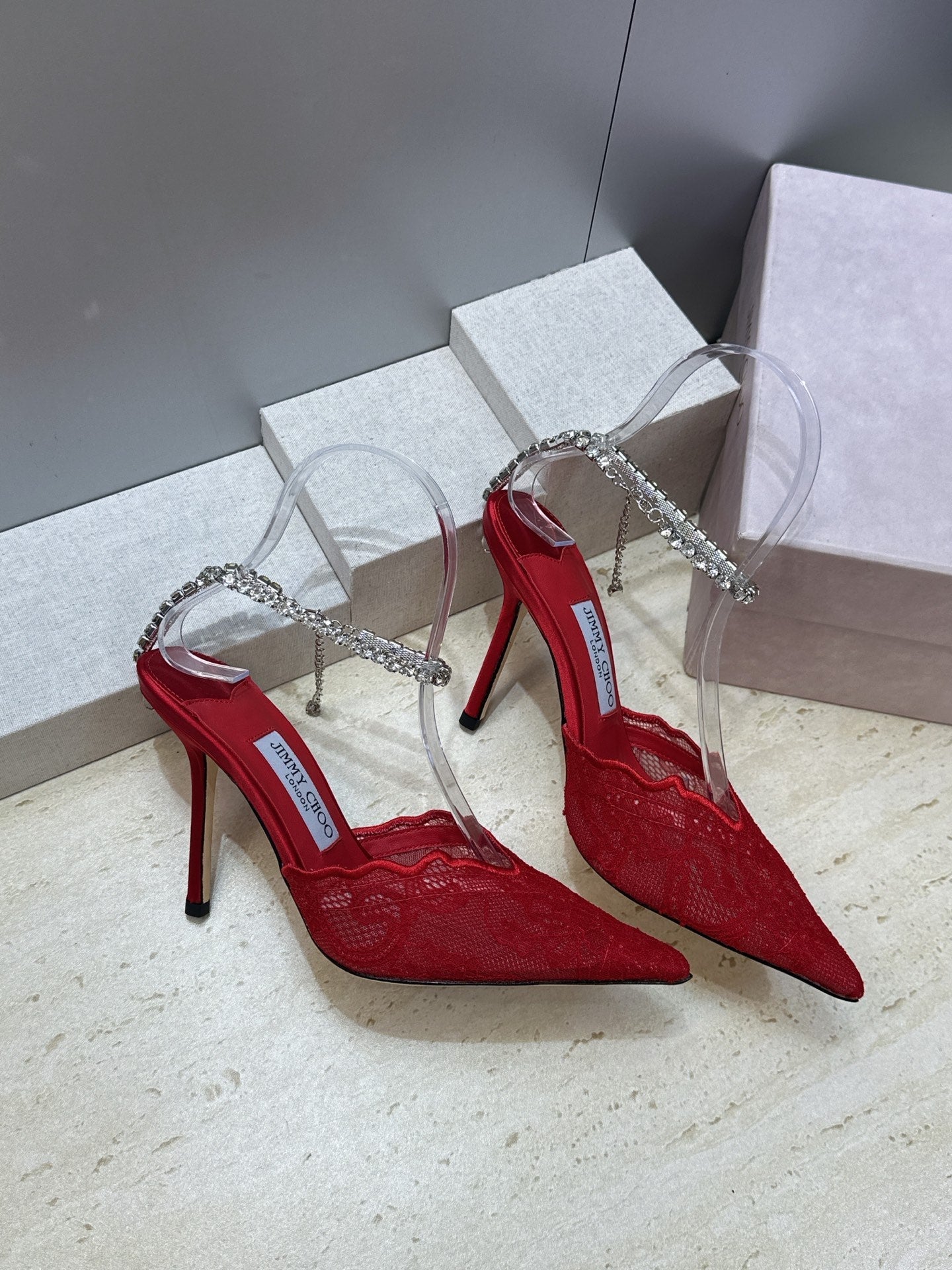 Jimmy Choo 2026 Saeda Crystal Lace Pumps 105mm Mesh 959927