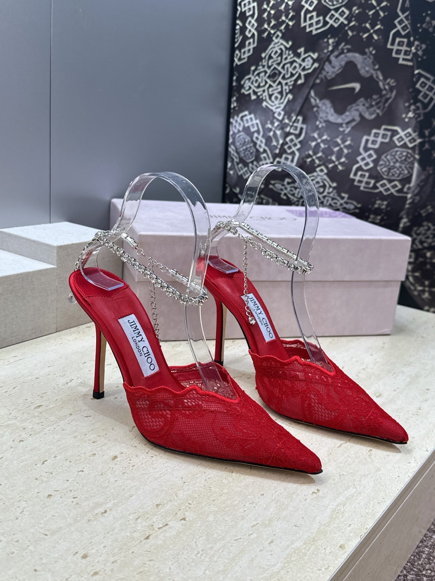 Jimmy Choo 2026 Saeda Crystal Lace Pumps 105mm Mesh 959927