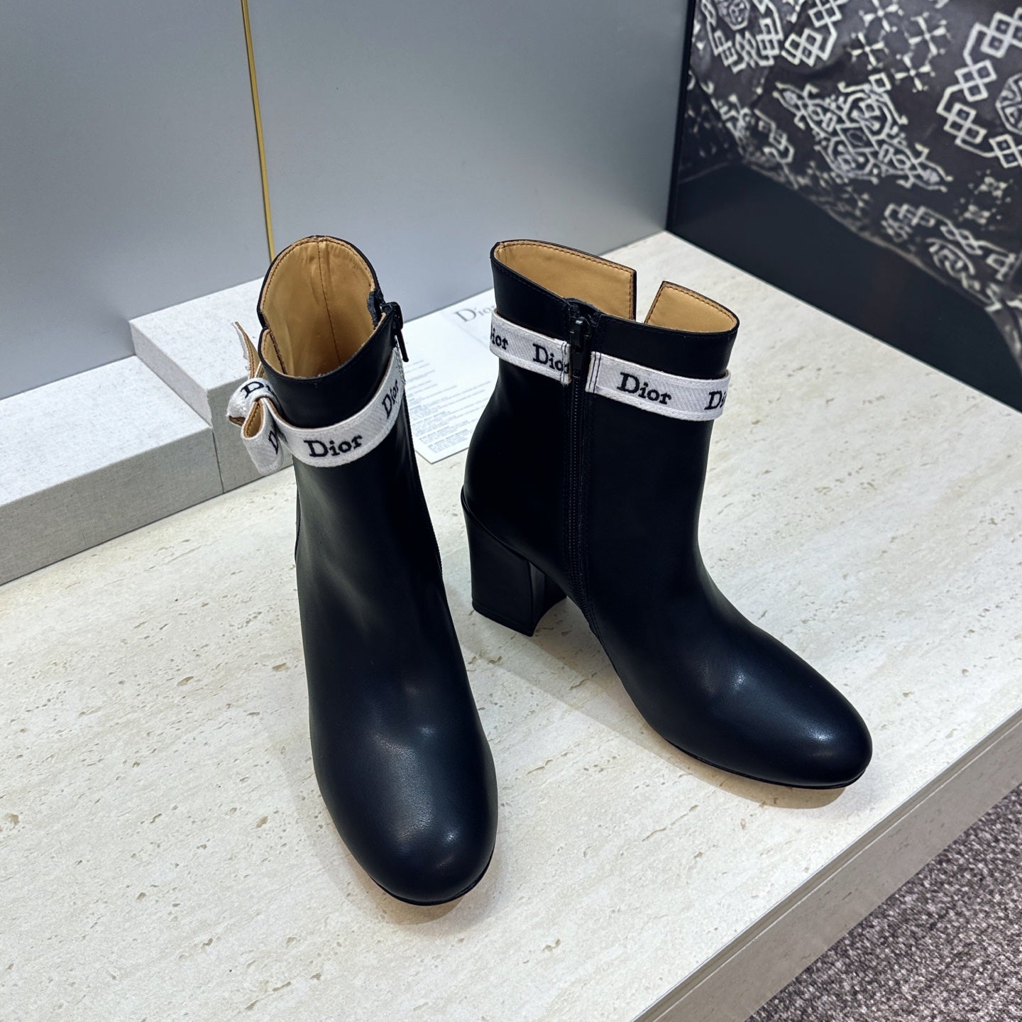 Dior 2026 Heeled Ankle Boots 80mm Black Calfskin 959182