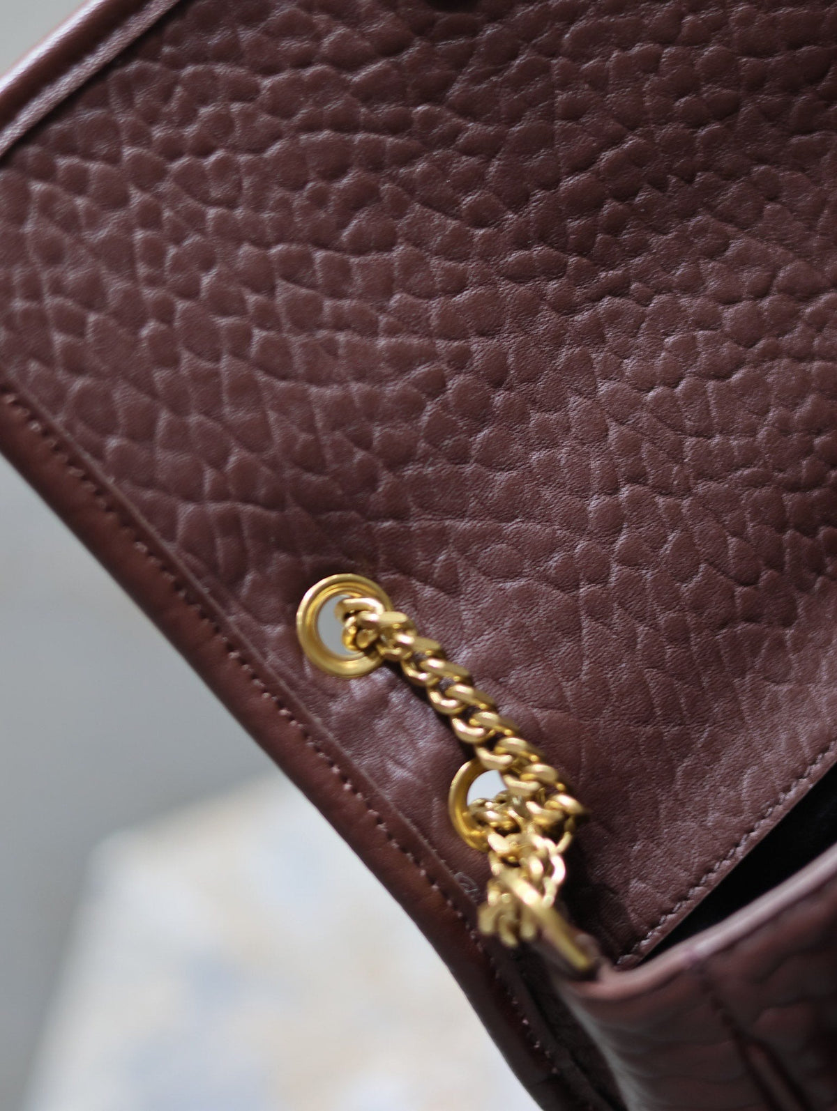 YSL Niki Chain Satchel Bag 22cm Brown Lambskin