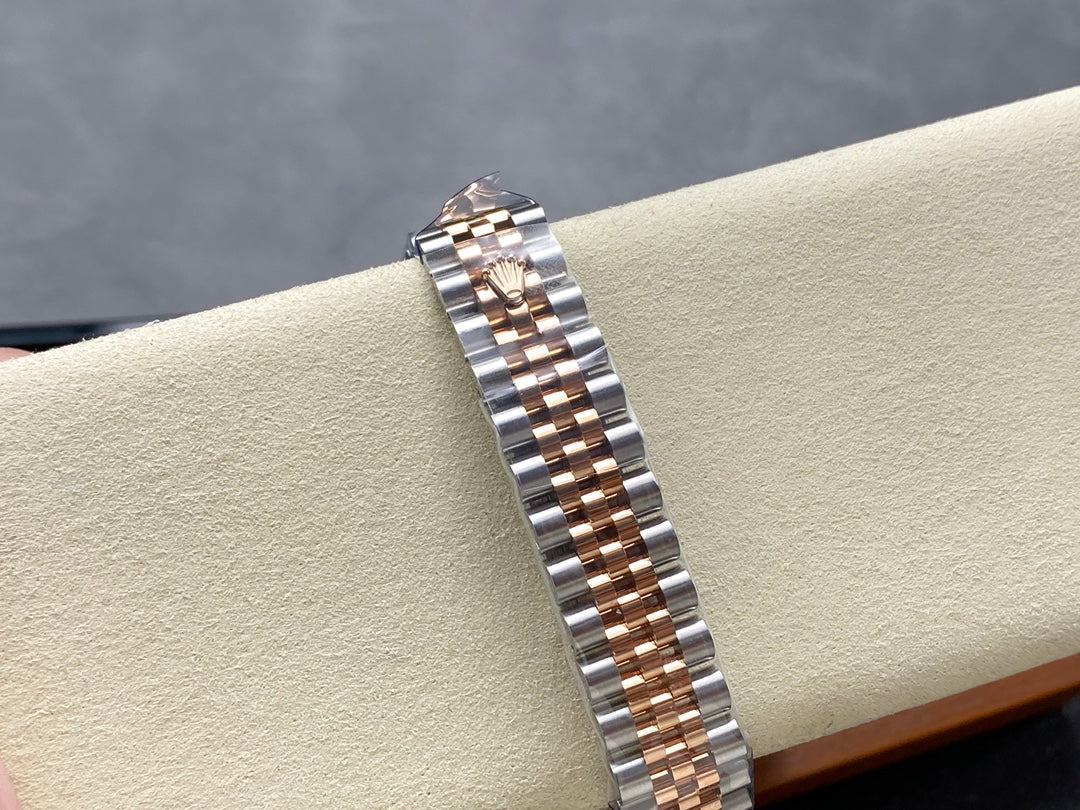 Datejust 31mm Pink Gold Steel Diamond Bezel White Mop Dial