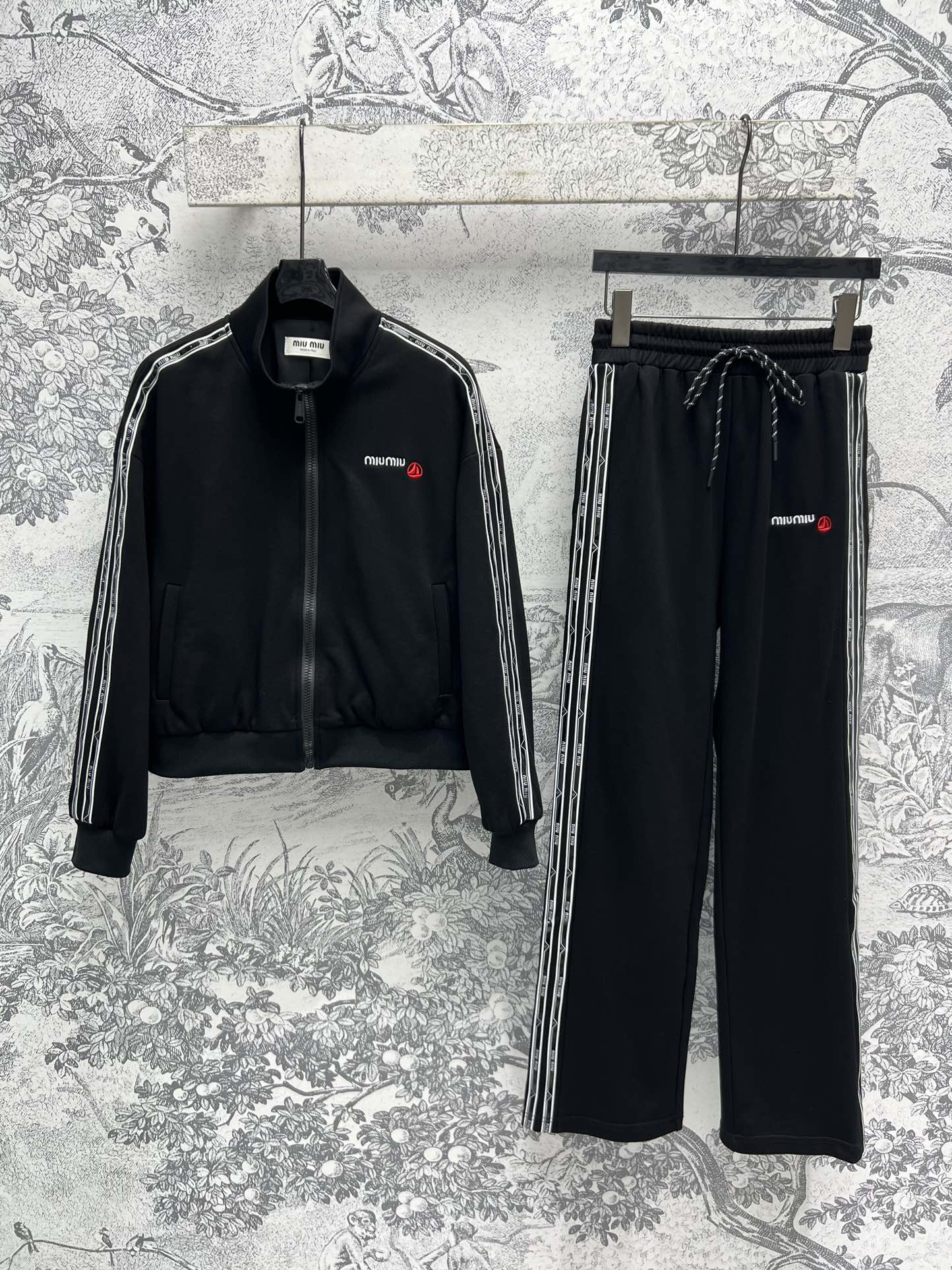 Miu Miu 25 Ribbon Stitching Suits Black Cotton