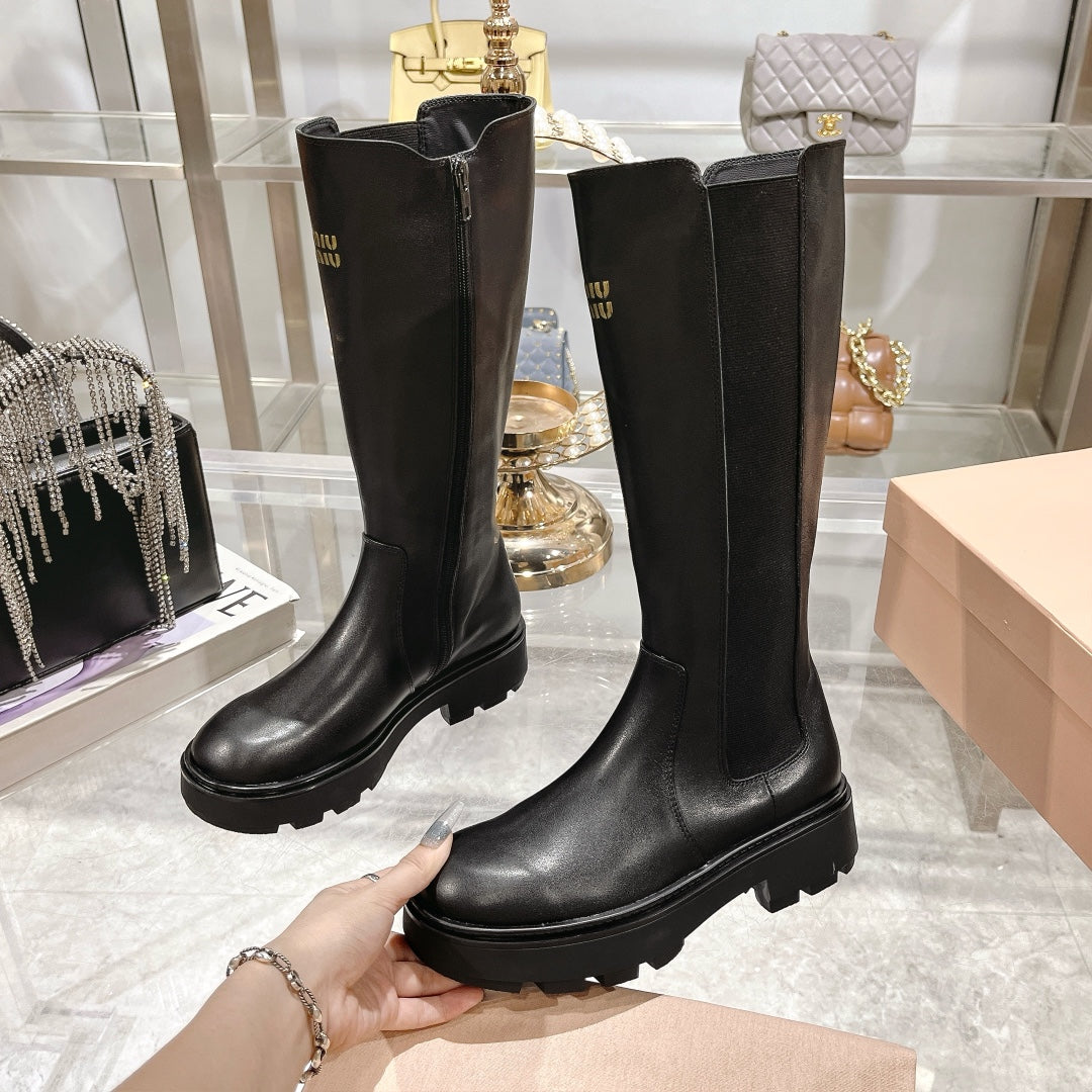 Miu Miu 2026 Knee-High Boots Black Calfskin 999645