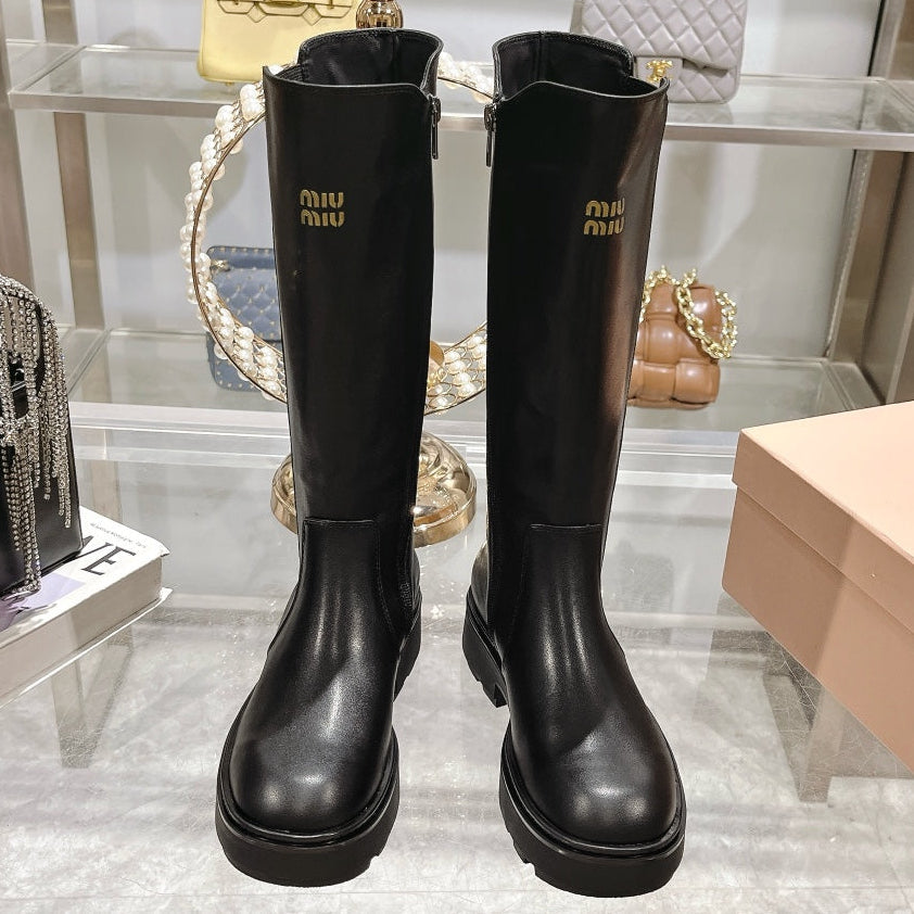 Miu Miu 2026 Knee-High Boots Black Calfskin 999645