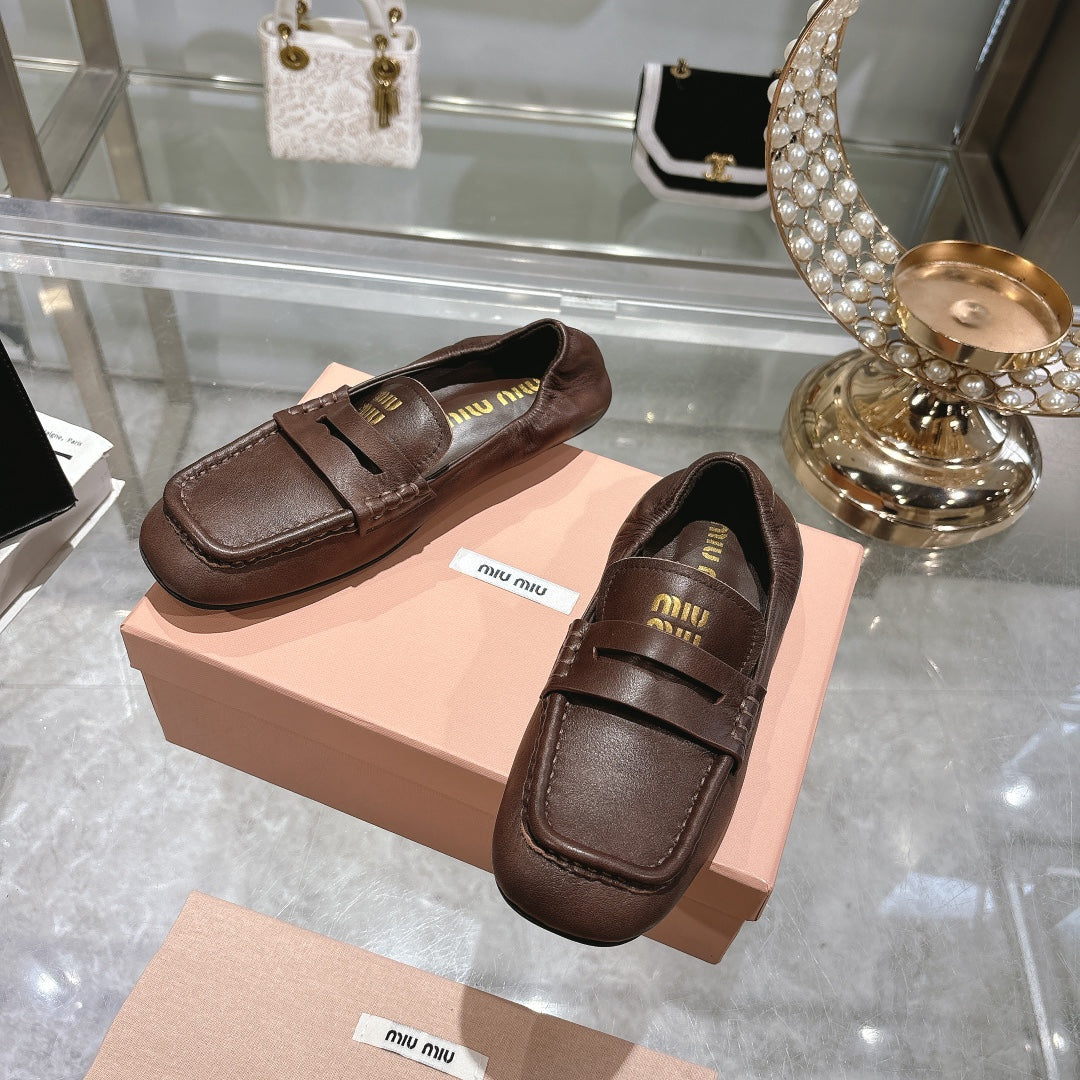 Miu Miu 25 Loafer Chocolate Brown Cowhide 175908