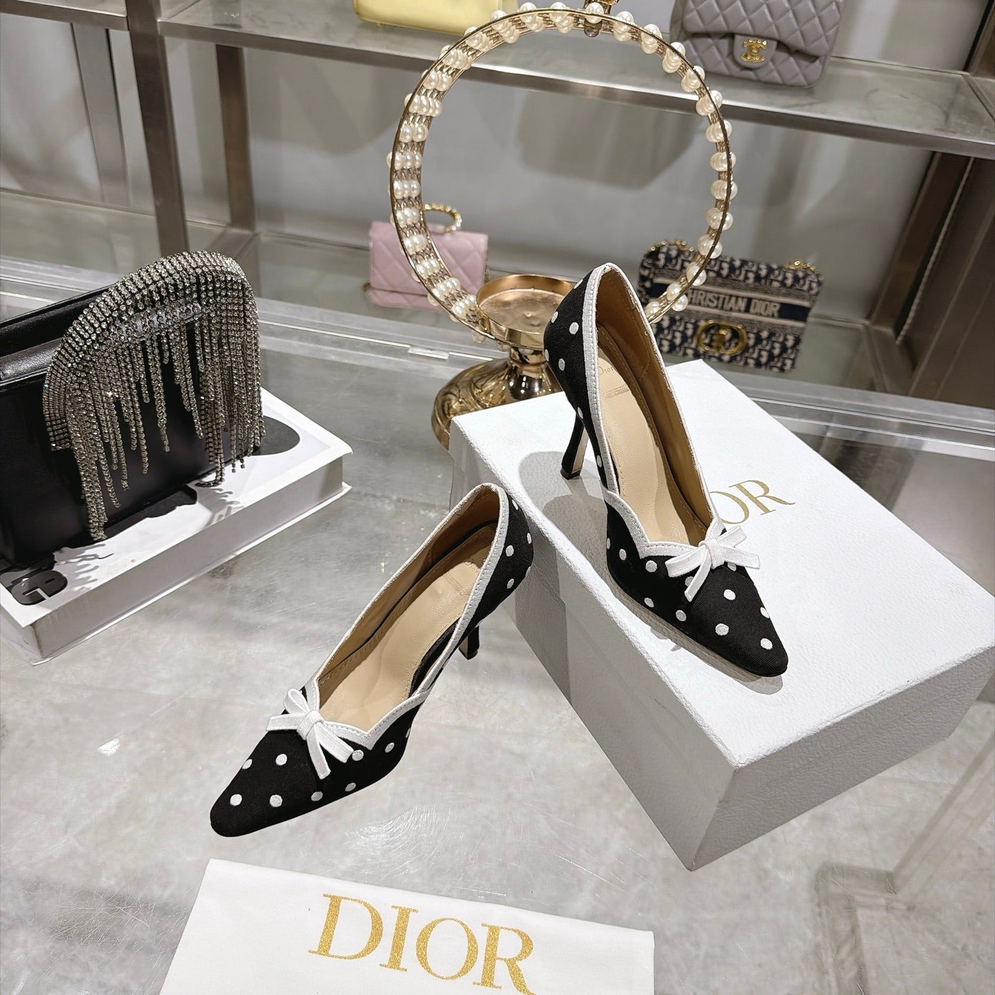Dior 2026 Embroidered Romance Pumps 85mm Cotton 951396