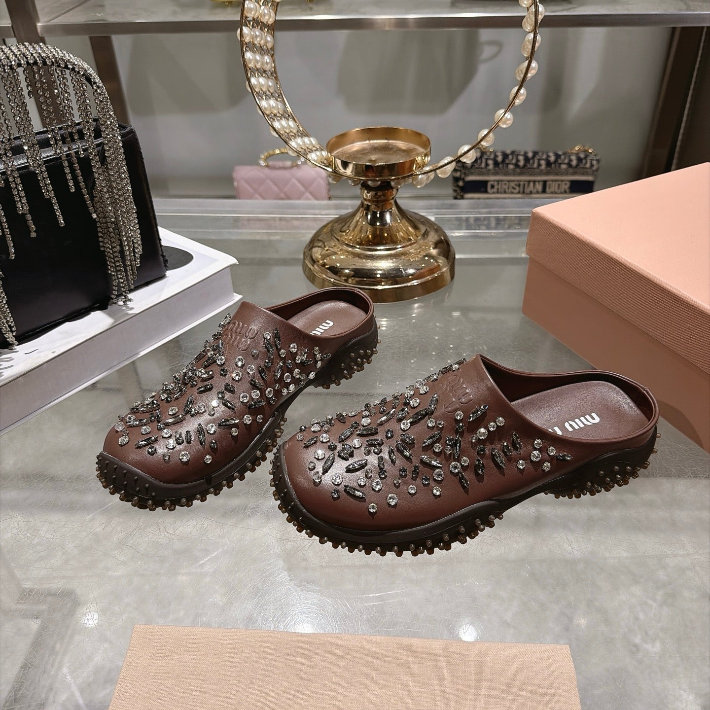 Miu Miu 2026 Embellished Studded Mule Calfskin 999598