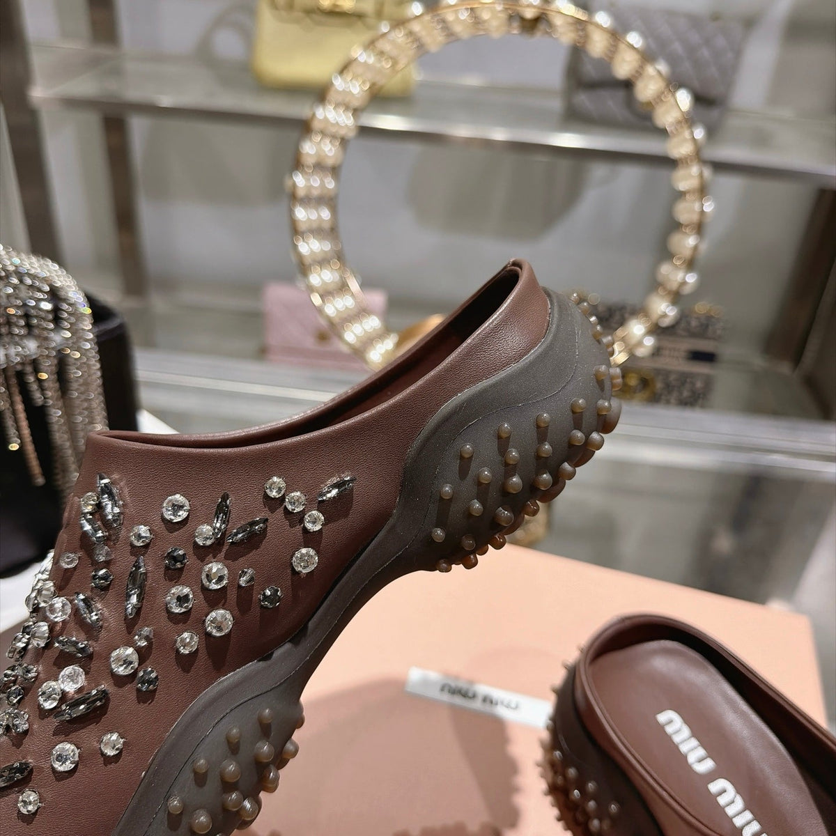 Miu Miu 2026 Embellished Studded Mule Calfskin 999598