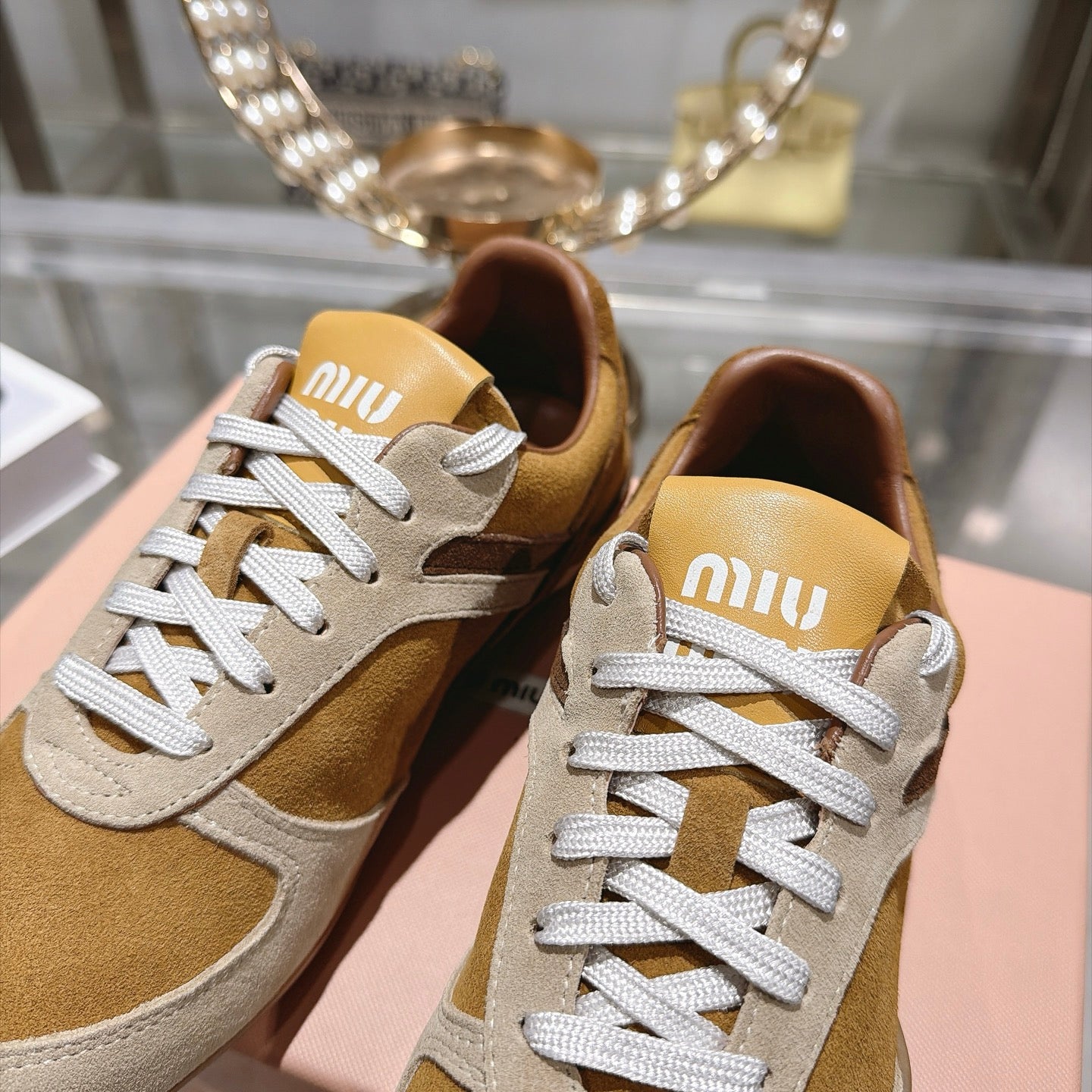 Miu Miu 2026 Gymnasium Sneakers Brown Cream Suede 999616