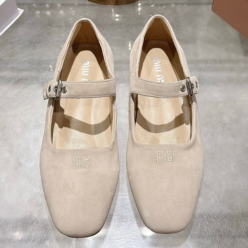 Miu Miu 2026 Square Toe Ballet Flats Suede 999626