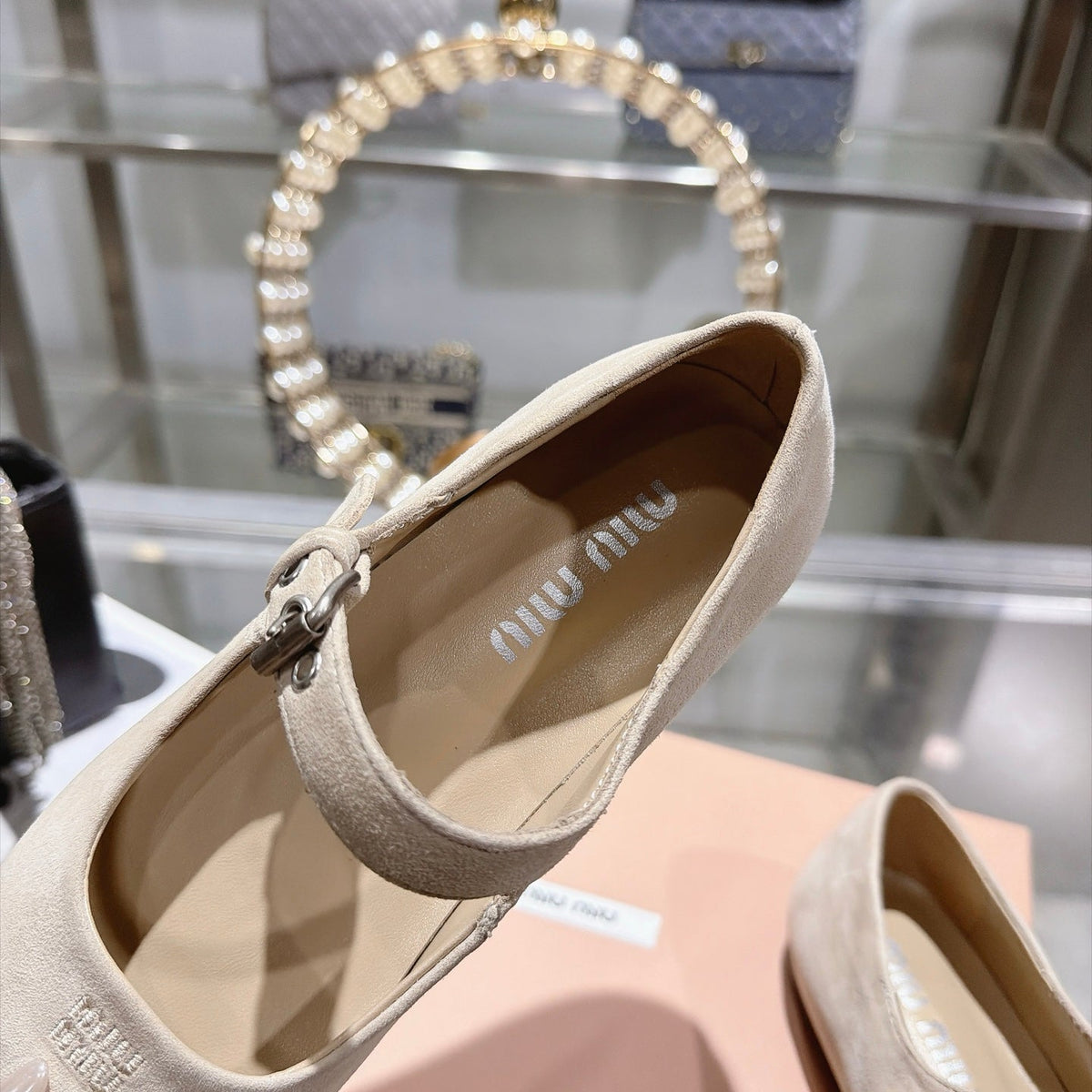Miu Miu 2026 Square Toe Ballet Flats Suede 999626