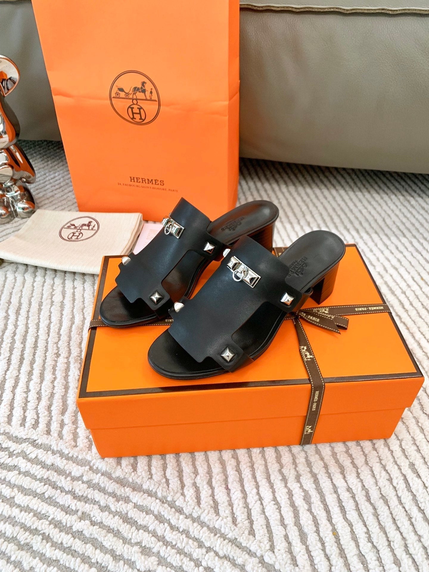 HM Invincible 50 Sandal Black Lambskin 963261