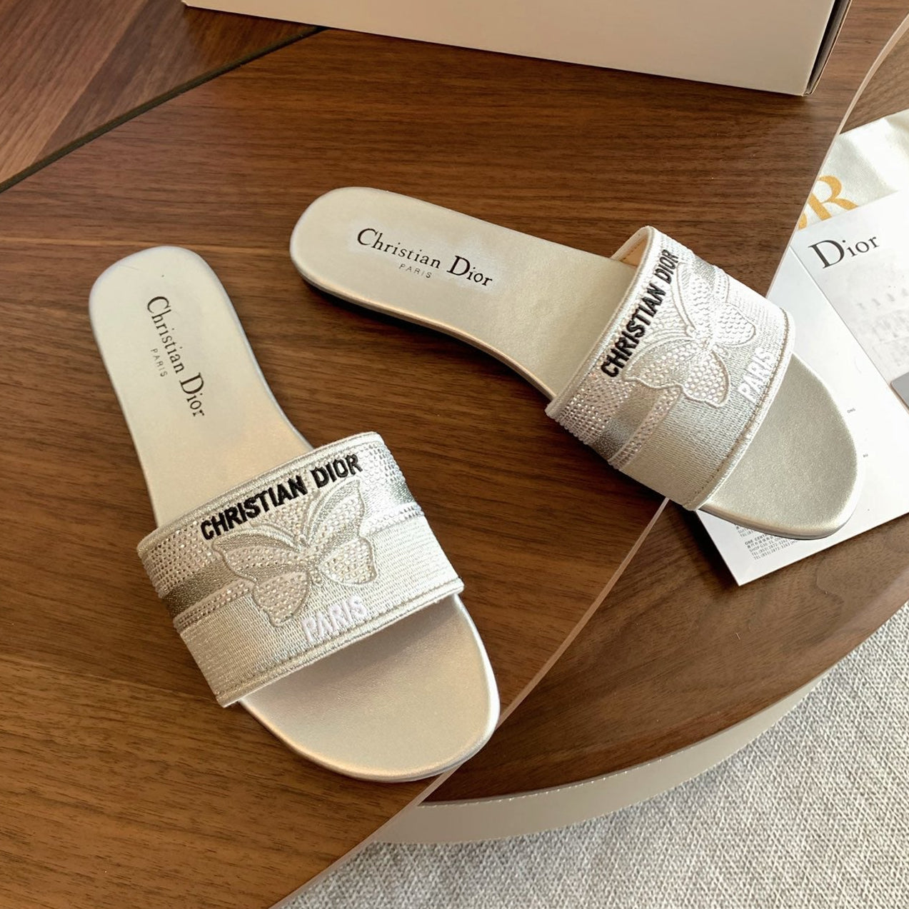 Dior 2026 Butterfly Embroidered Slipper Canvas 878189