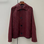 Bottega Veneta 2026 Intrecciato Jacket Burgundy Suede Leather 435115