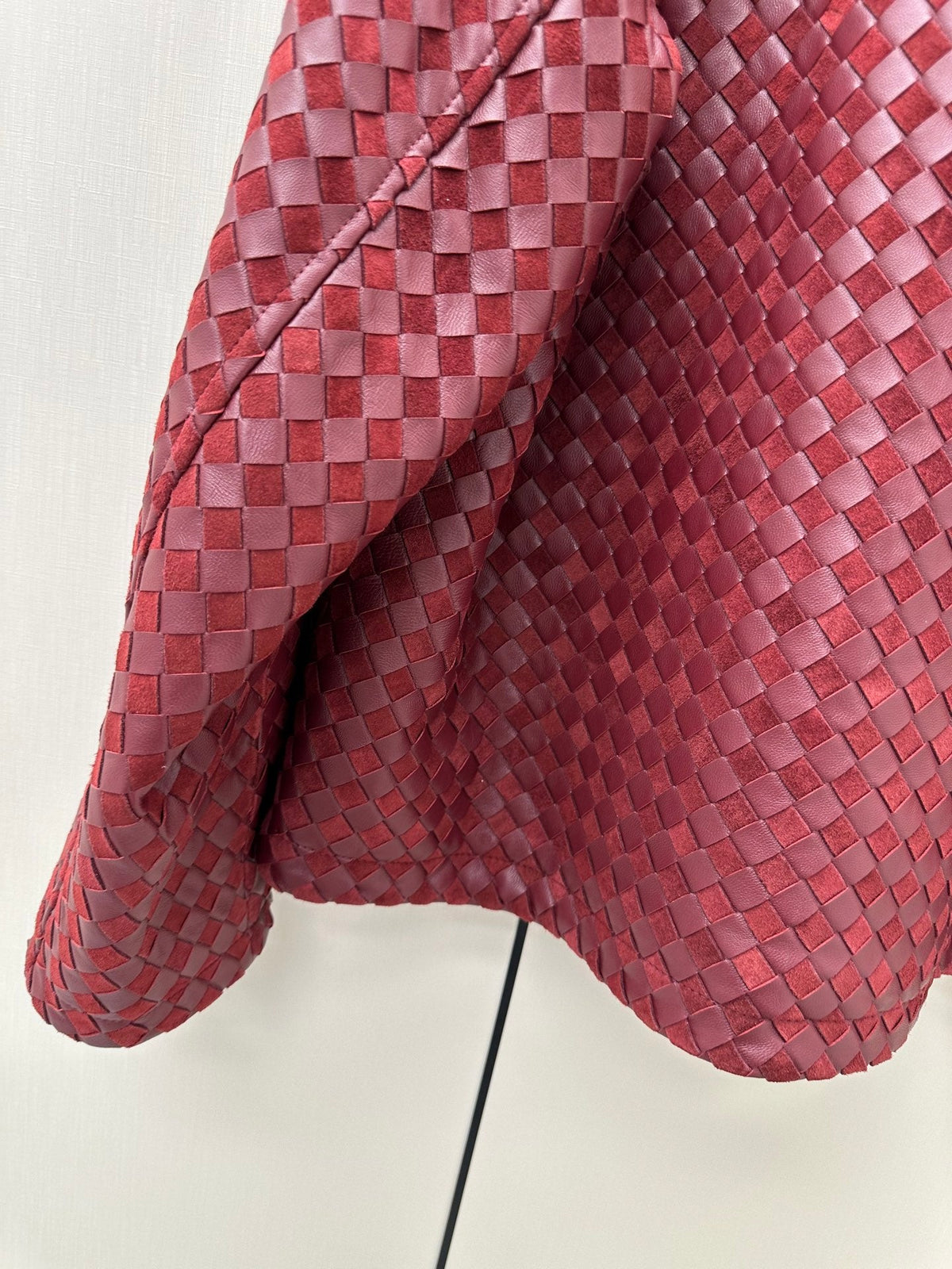 Bottega Veneta 2026 Intrecciato Jacket Burgundy Suede Leather 435115