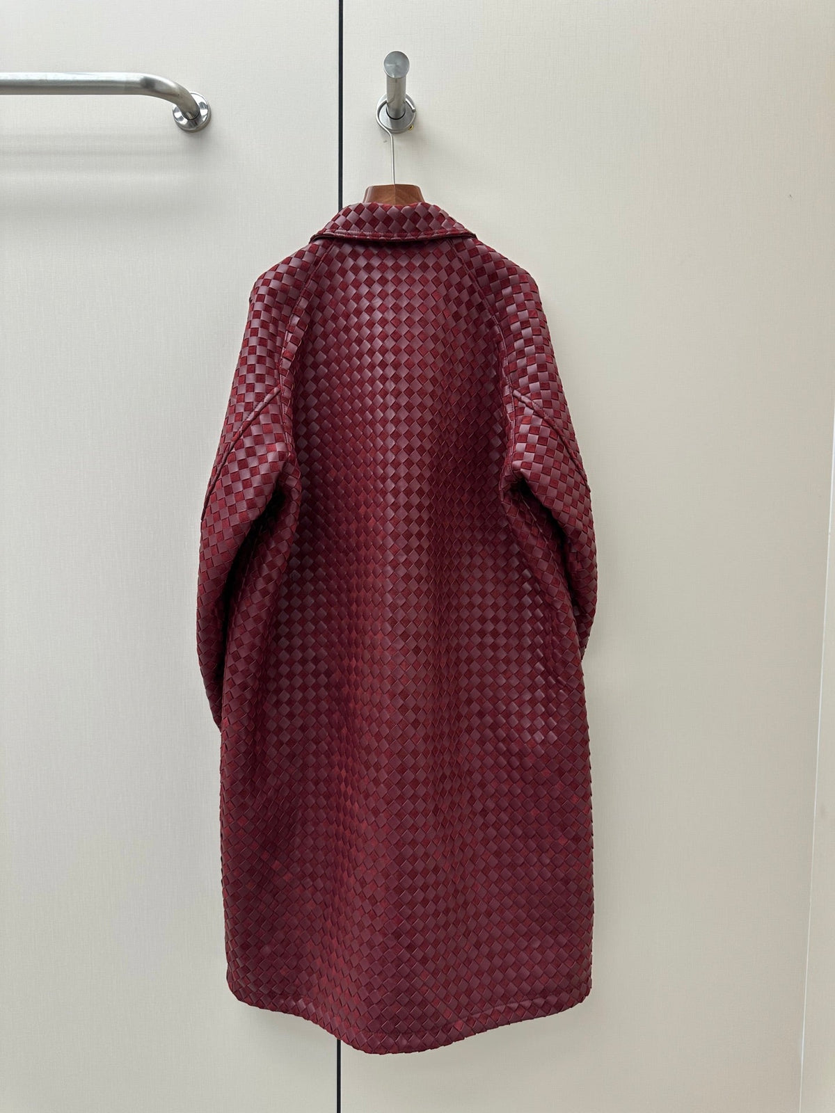Bottega Veneta 2026 Long Coat Burgundy Suede Leather 435122