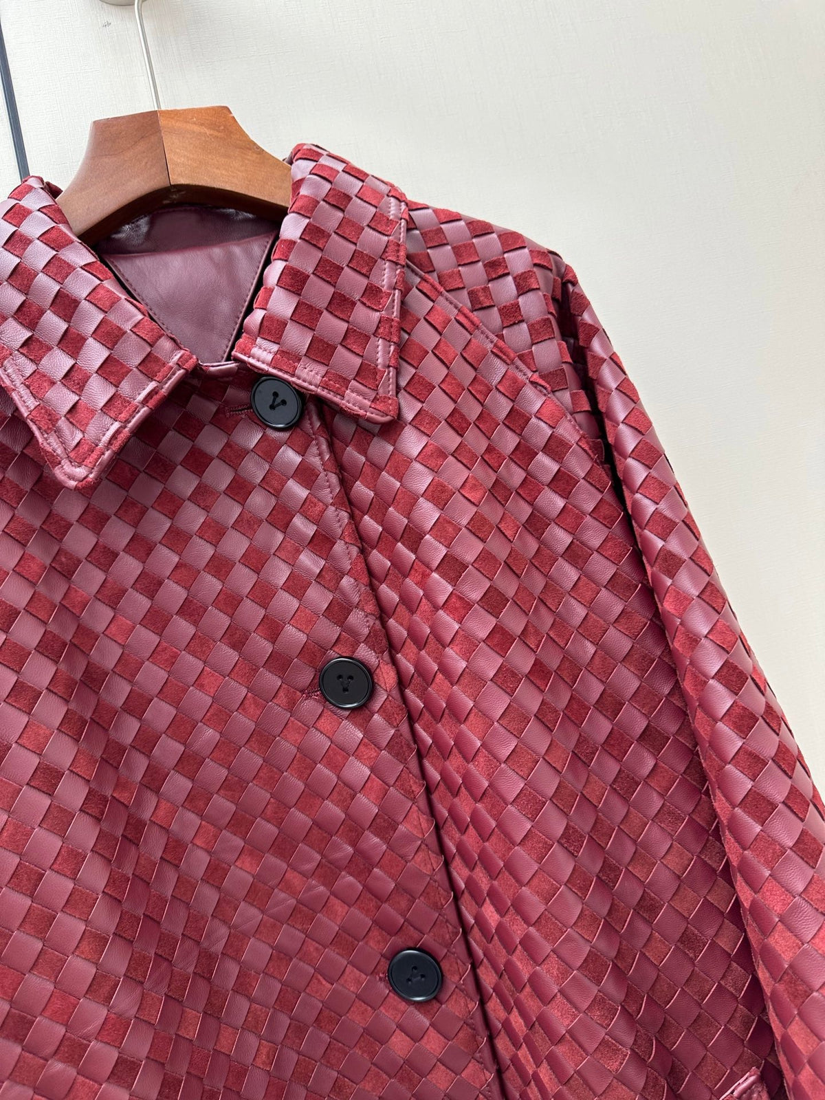 Bottega Veneta 2026 Long Coat Burgundy Suede Leather 435122