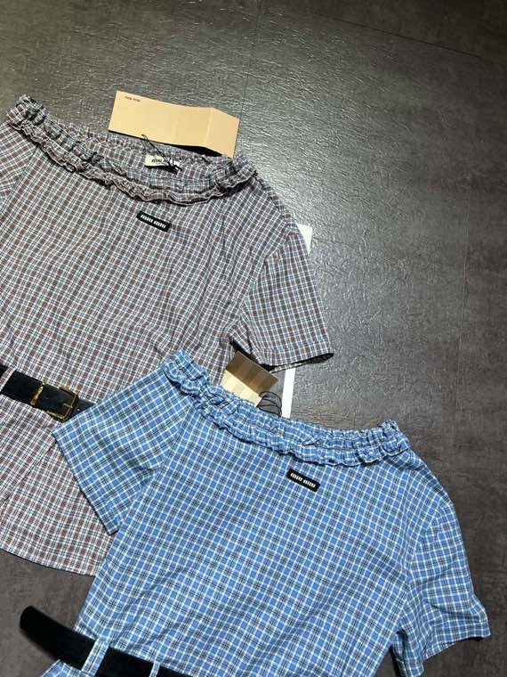Miumiu 2026 Off-shoulder Belted Shirt Cotton