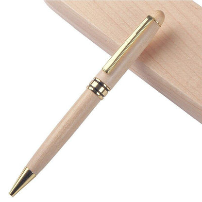 Maple Wood Ballpoint Pen With Bamboo Case - Earth Thanks - Maple Wood Ballpoint Pen With Bamboo Case - natural, vegan, eco-friendly, organic, sustainable, anti-microbial, antibacterial, antimicrobial, bamboo, box, case, compostable, container, disposable, gift, holder, maple wood, non toxic, office, pen, pencil case, pouch, recyclable, recycle, recycle friendly, reusable, stationery, sterile, unisex, vegan friendly, wood, wooden, writing