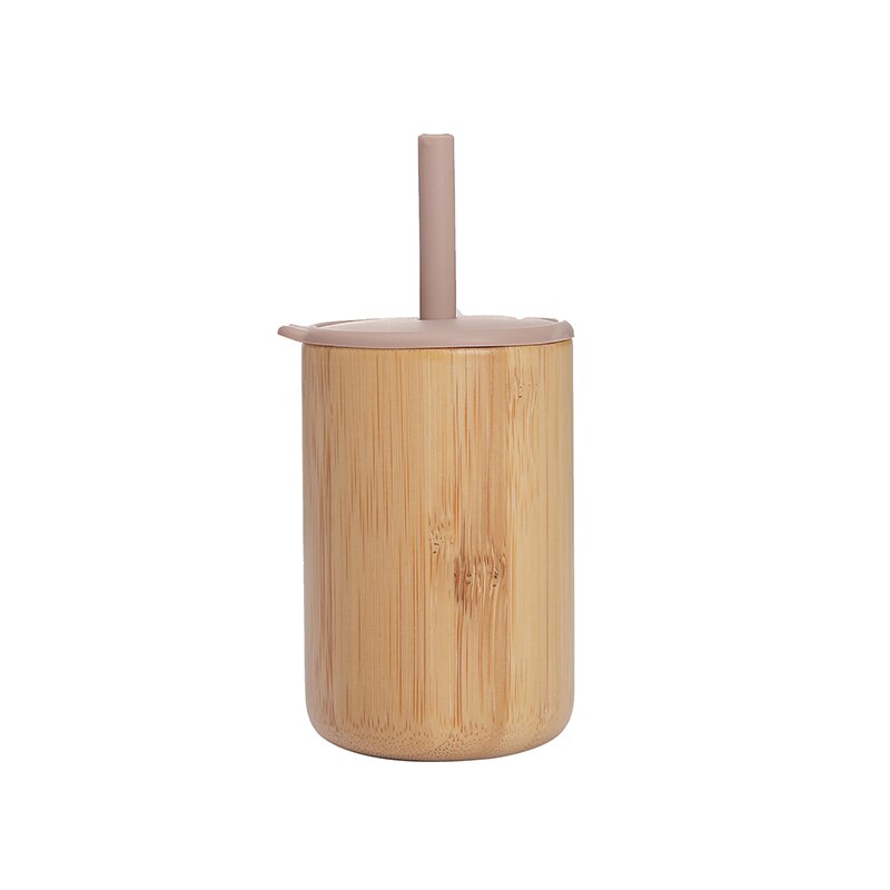 Baby Feeding Cup with Straw - Bamboo and Silicone Lid Training Cup