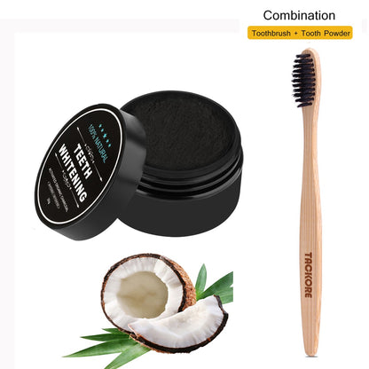 Teeth Whitening Bamboo Charcoal Toothbrush & Tooth Powder Set