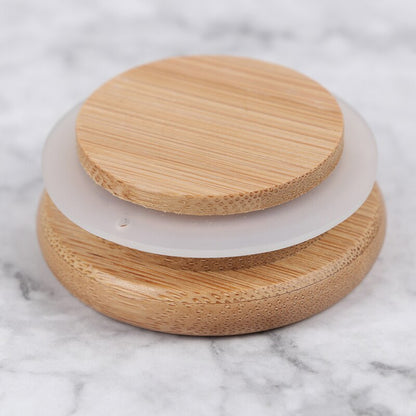 Reusable Bamboo Mason Jar Caps with Non-Leakage Silicone Seals