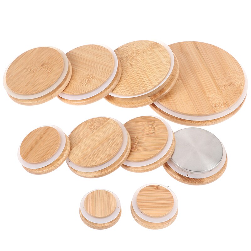 Reusable Bamboo Mason Jar Caps with Non-Leakage Silicone Seals