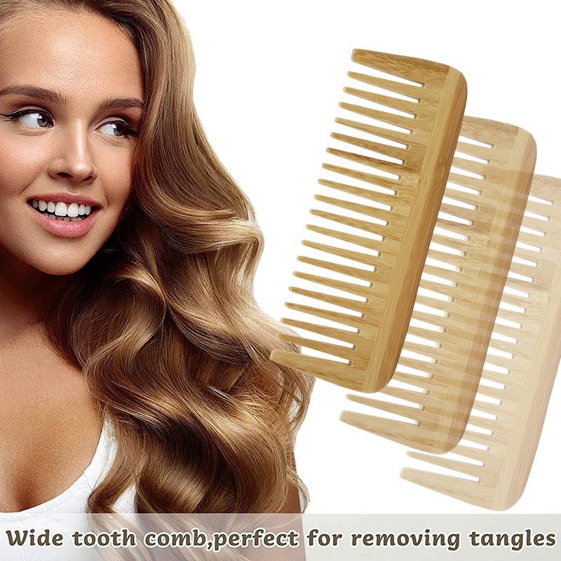 Bamboo Wood Wide Tooth Hair Comb - Earth Thanks - Bamboo Wood Wide Tooth Hair Comb - natural, vegan, eco-friendly, organic, sustainable, bamboo, biodegradable, natural, non-toxic, plastic-free, vegan, wood, wooden