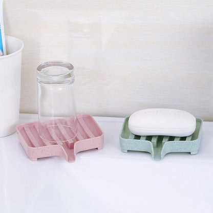 Wheat Straw Soap Holder Drain Rack Tray for Shower and Sink