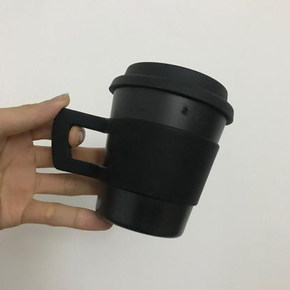 Bamboo Fiber Coffee Cup with Silicone Lid and Handle - 300ml Biodegradable Drink Cup, Eco-Friendly Coffee Cup with Band