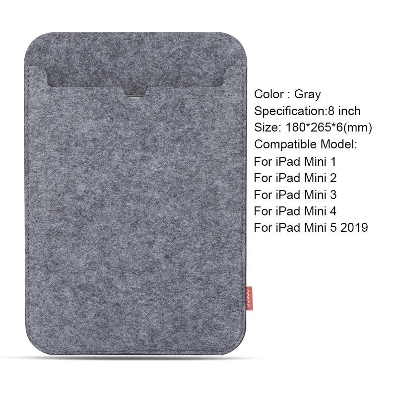 Sleeve Bag Case For iPad mini 4 5 Air 1 2 3 10.2 2019 For iPad Pro 10.5 9.7 2017 2018 Huawei Xiaomi Wool Felt Fabric Tablet case - Earth Thanks - Sleeve Bag Case For iPad mini 4 5 Air 1 2 3 10.2 2019 For iPad Pro 10.5 9.7 2017 2018 Huawei Xiaomi Wool Felt Fabric Tablet case - natural, vegan, eco-friendly, organic, sustainable, biodegradable, natural, non-toxic, plastic-free, vegan