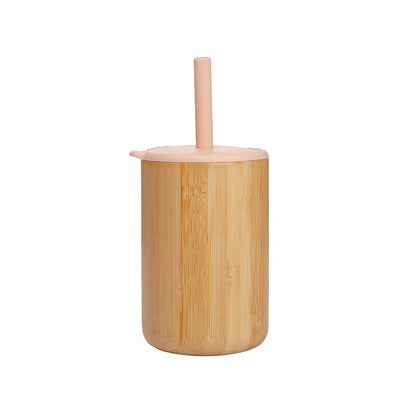 Baby Feeding Cup with Straw - Bamboo and Silicone Lid Training Cup