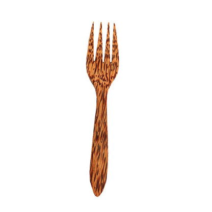 Natural Wooden Coconut Fork Spoon Set Organic Coconut Palm Wood Cutlery for Vegan Salad and Fruit - Perfect Match for Coconut Shell Bowls