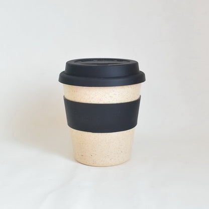 Bamboo Fiber Coffee Cup with Silicone Lid and Handle - 300ml Biodegradable Drink Cup, Eco-Friendly Coffee Cup with Band