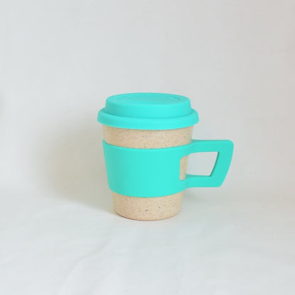 Bamboo Fiber Coffee Cup with Silicone Lid and Handle - 300ml Biodegradable Drink Cup, Eco-Friendly Coffee Cup with Band