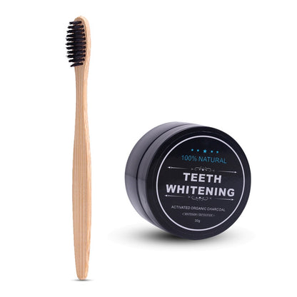 Teeth Whitening Bamboo Charcoal Toothbrush & Tooth Powder Set