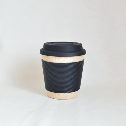 Bamboo Fiber Coffee Cup with Silicone Lid and Handle - 300ml Biodegradable Drink Cup, Eco-Friendly Coffee Cup with Band