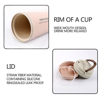 Wheat Fiber Hand Milk Cups with Thermo Lid for Coffee, Water and Cola