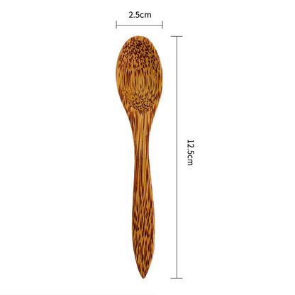 Natural Wooden Coconut Fork Spoon Set Organic Coconut Palm Wood Cutlery for Vegan Salad and Fruit - Perfect Match for Coconut Shell Bowls