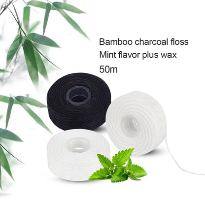 Bamboo Charcoal Dental Flosser - Teeth Cleaning Tool for Dental Care - 3pc 50m