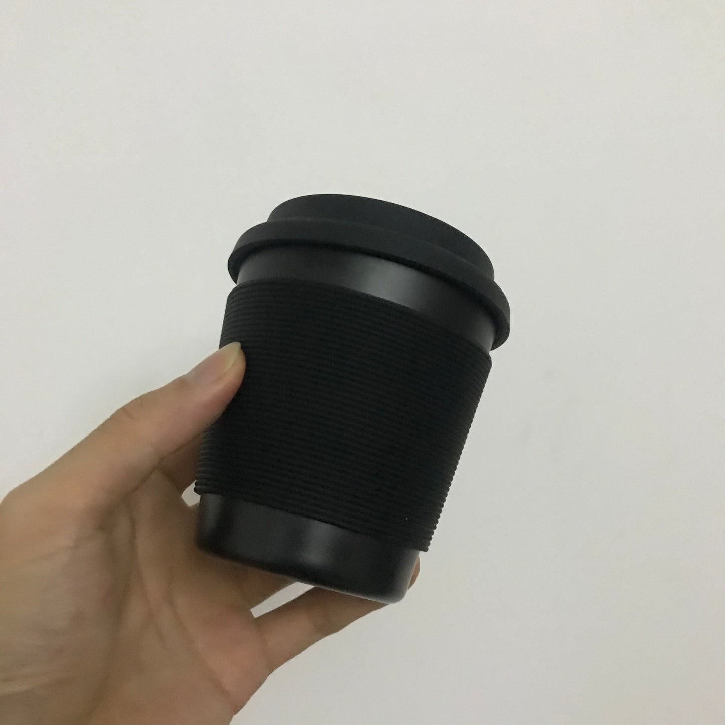 Bamboo Fiber Coffee Cup with Silicone Lid and Handle - 300ml Biodegradable Drink Cup, Eco-Friendly Coffee Cup with Band