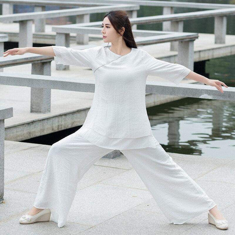 Yoga Clothes for Women Cotton / Linen - Earth Thanks - Yoga Clothes for Women Cotton / Linen - natural, vegan, eco-friendly, organic, sustainable, biodegradable, comfortable clothes, Cotton, Linen, loose style, martial arts, meditation, Meditation clothes, natural, non-toxic, plastic-free, Tai Chi, vegan, Yoga clothes